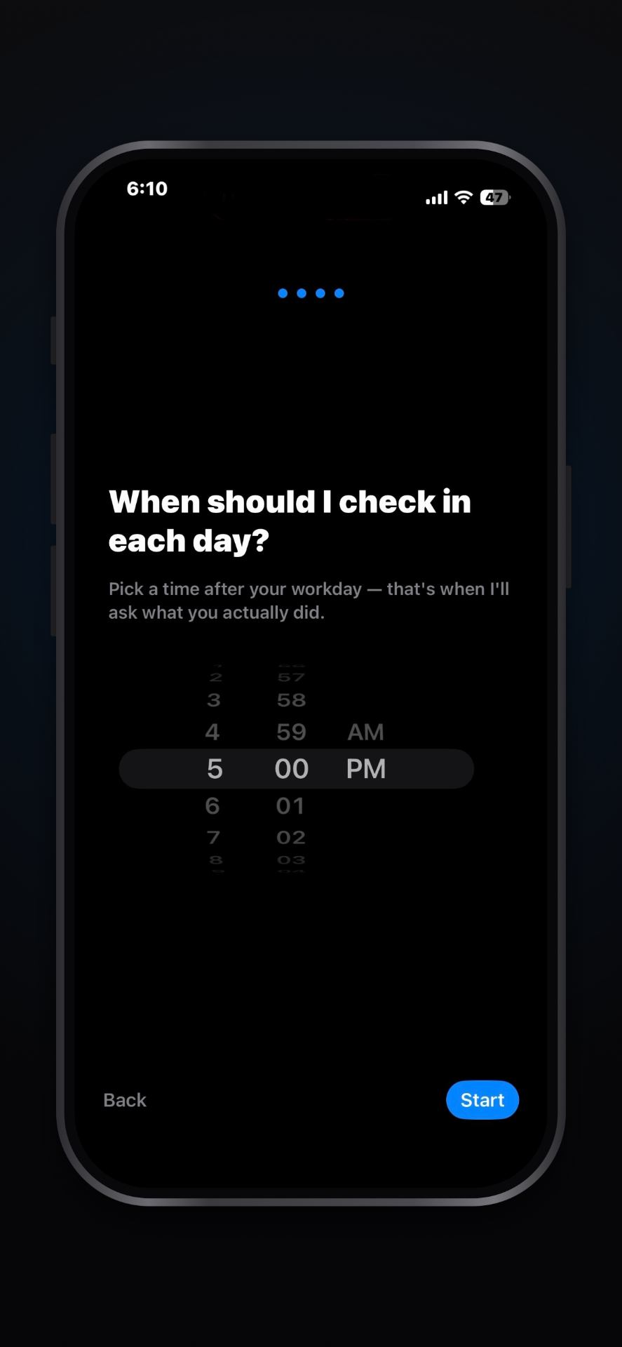 Setup: Check-in time